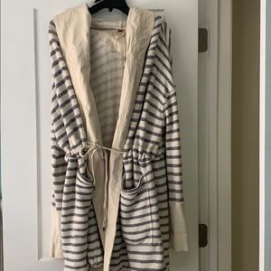 Free People Stripe Beach Sweatshirt Jacket Coverup